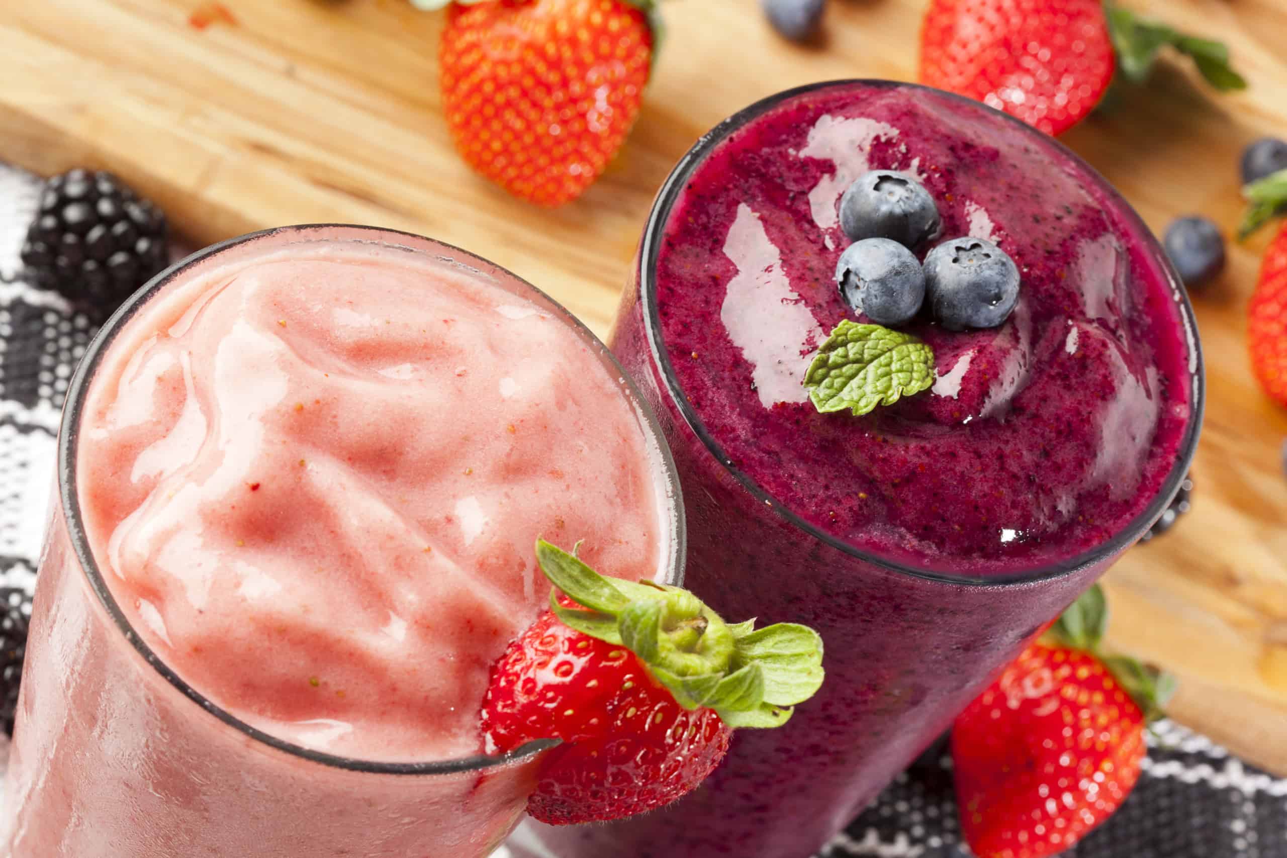 Fresh Blueberry and Strawberry Smoothie on a background